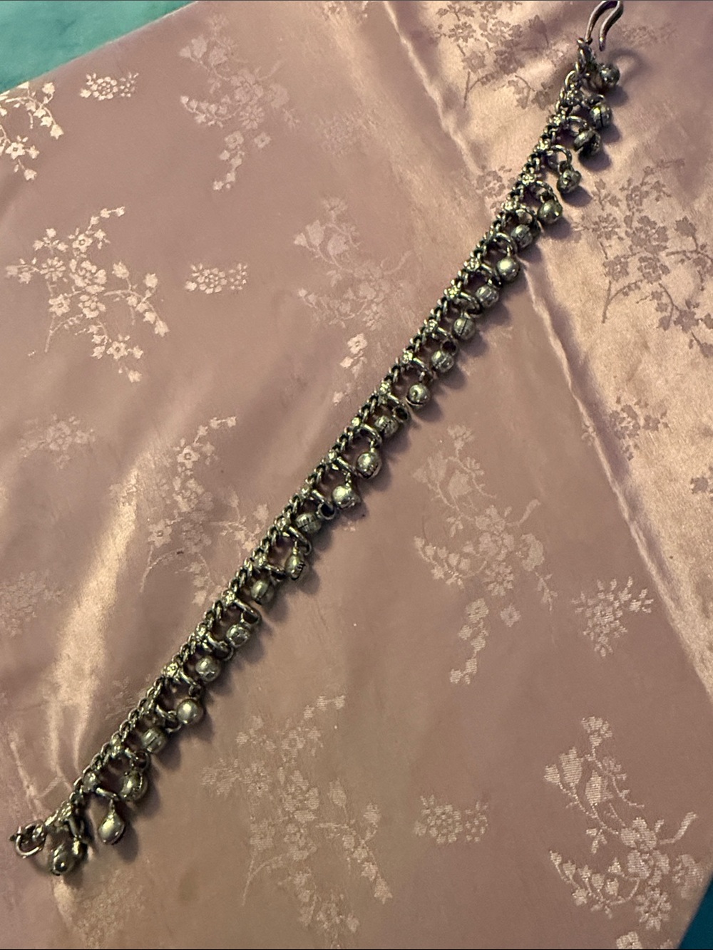 Silvertone ankle bell bracelet